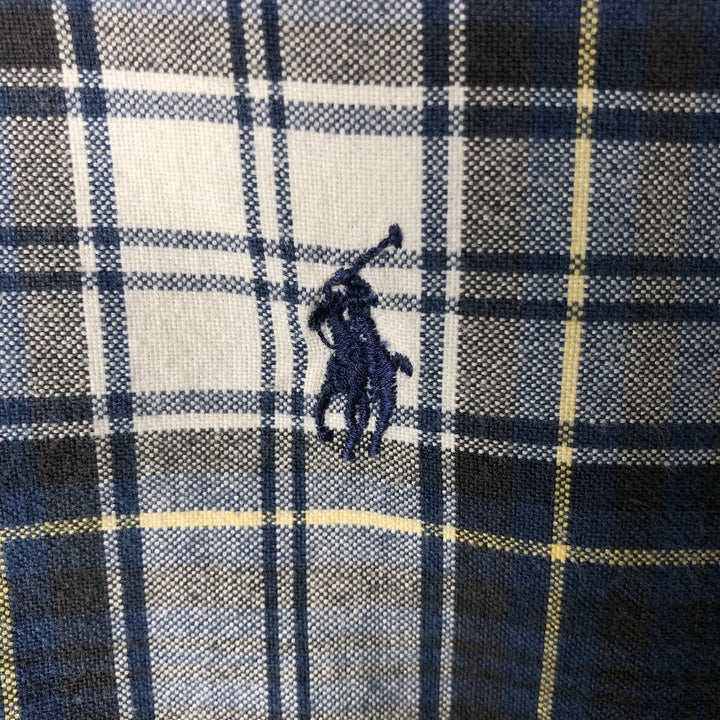 Ralph Lauren BLAKE short sleeve button down check shirt, men's size L cotton navy blue type Vintage Second Hand