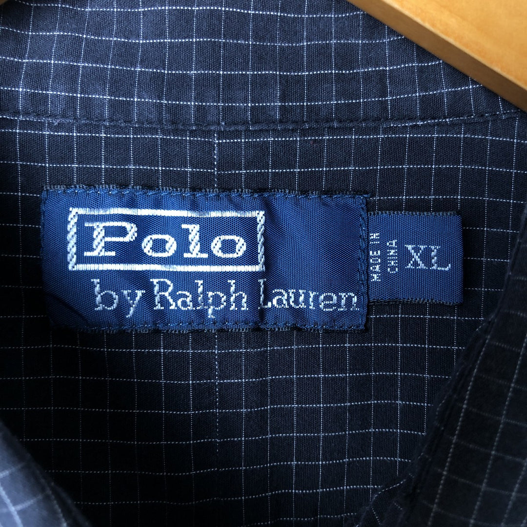 Ralph Lauren POLO by Ralph Lauren short-sleeved check shirt, men's size XL cotton black type Vintage Second Hand