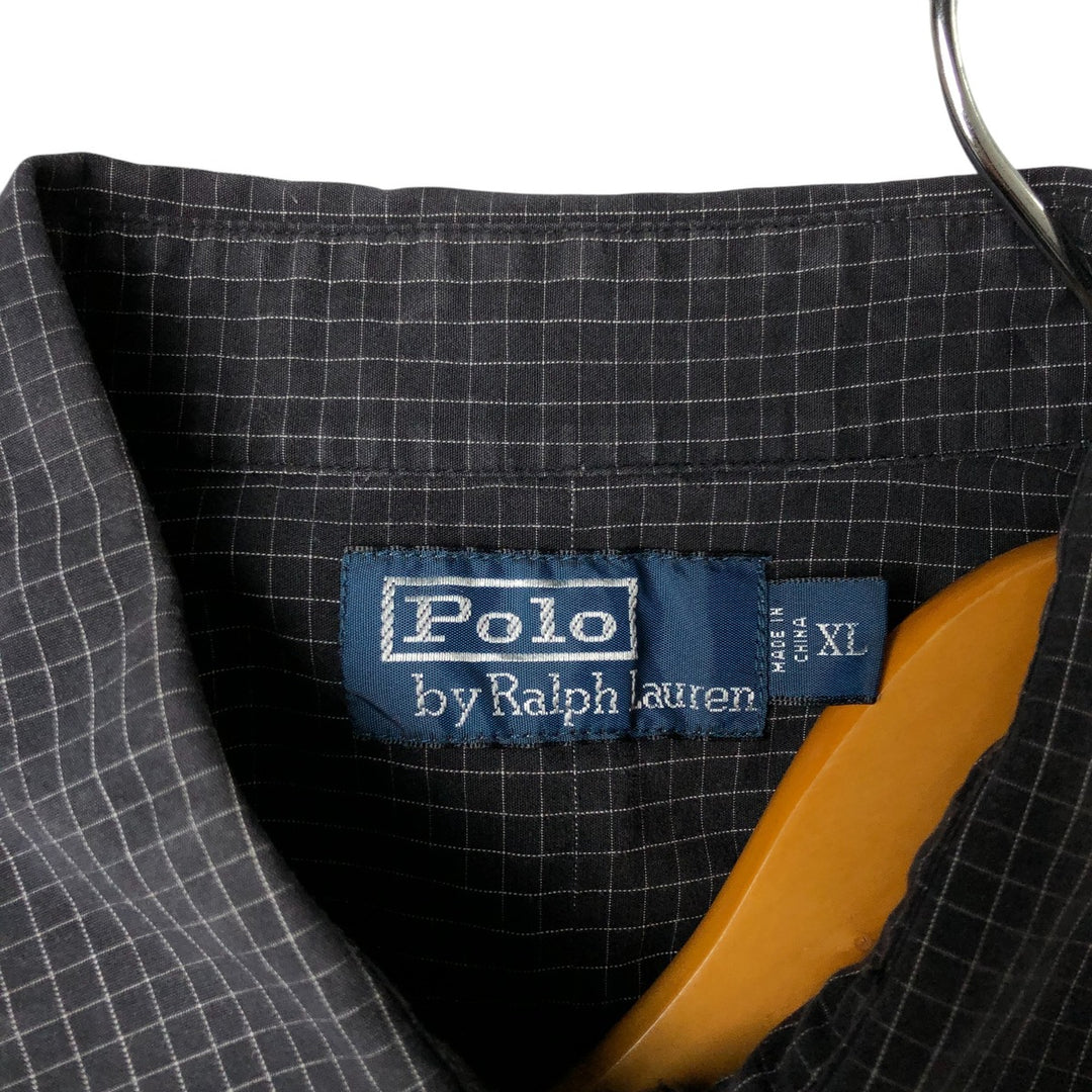 Ralph Lauren POLO by Ralph Lauren short-sleeved check shirt, men's size XL cotton black type Vintage Second Hand