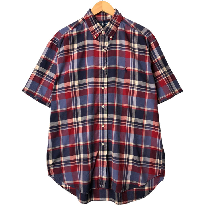 Ralph Lauren BLAKE short sleeve button down check shirt, men's size L cotton blue type Vintage Second Hand