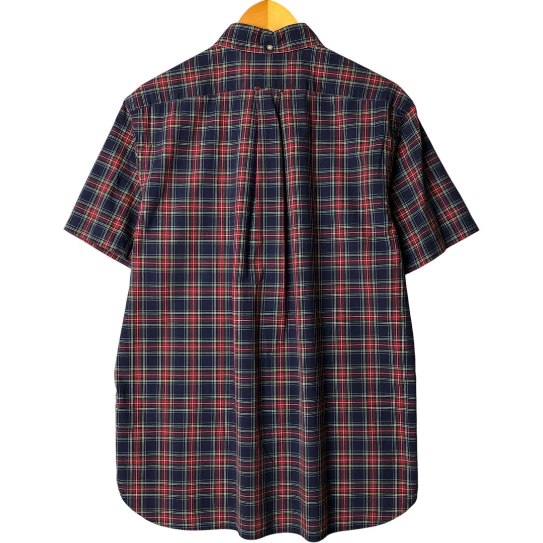 Ralph Lauren short sleeve button down check shirt, men's size L cotton blue type Vintage Second Hand