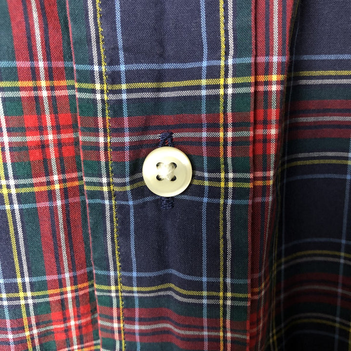 Ralph Lauren short sleeve button down check shirt, men's size L cotton blue type Vintage Second Hand