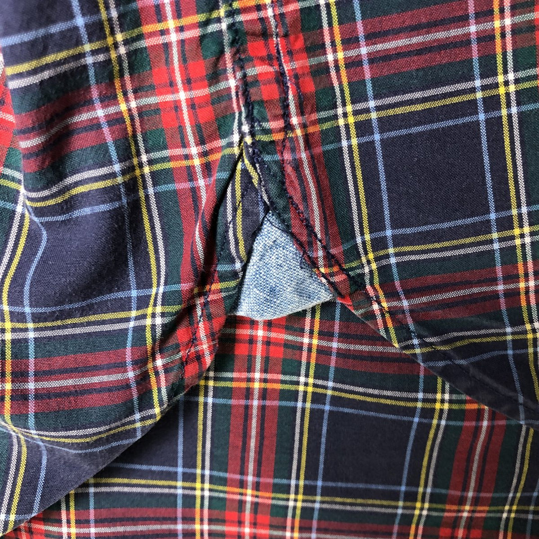 Ralph Lauren short sleeve button down check shirt, men's size L cotton blue type Vintage Second Hand