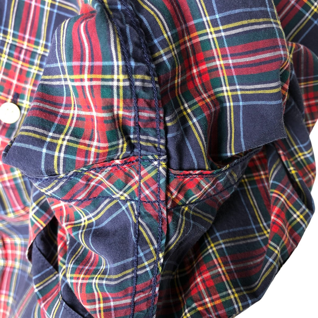 Ralph Lauren short sleeve button down check shirt, men's size L cotton blue type Vintage Second Hand