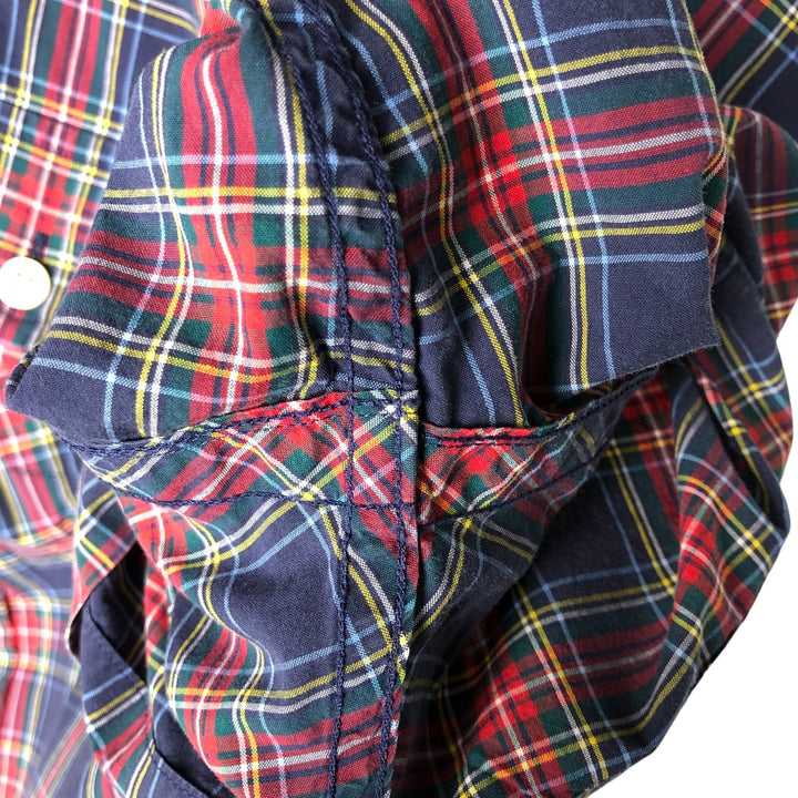 Ralph Lauren short sleeve button down check shirt, men's size L cotton blue type Vintage Second Hand