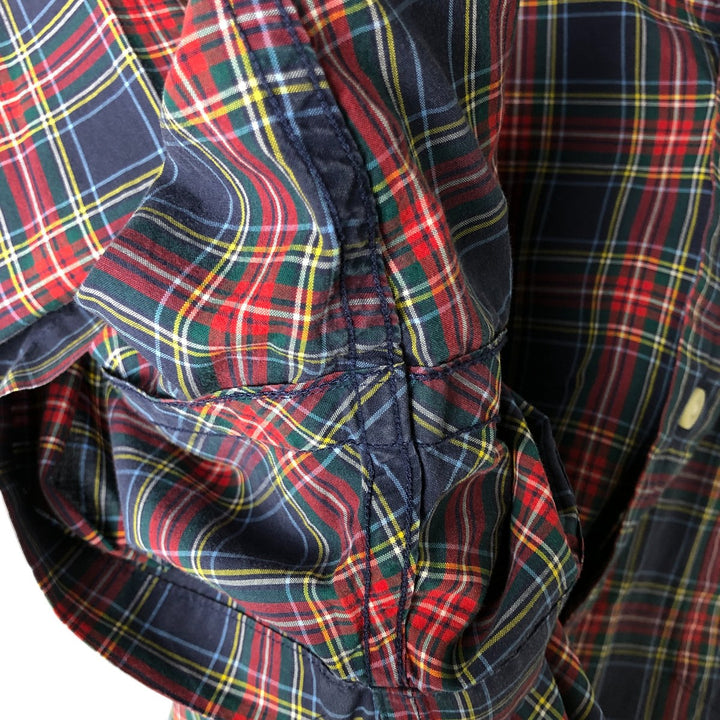 Ralph Lauren short sleeve button down check shirt, men's size L cotton blue type Vintage Second Hand