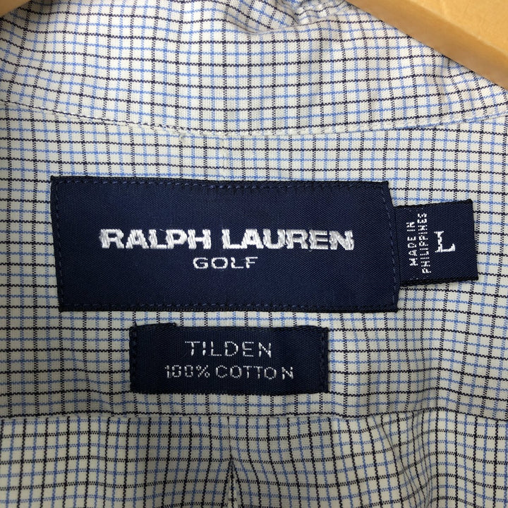 Ralph Lauren RALPH LAUREN GOLF TILDEN short sleeve button down check shirt men's size L cotton white type Vintage Second Hand