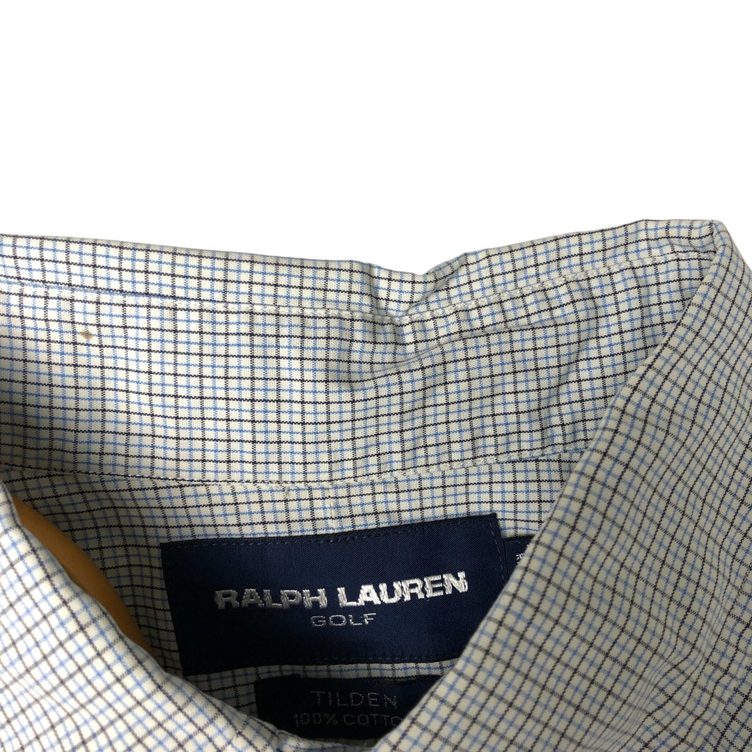 Ralph Lauren RALPH LAUREN GOLF TILDEN short sleeve button down check shirt men's size L cotton white type Vintage Second Hand