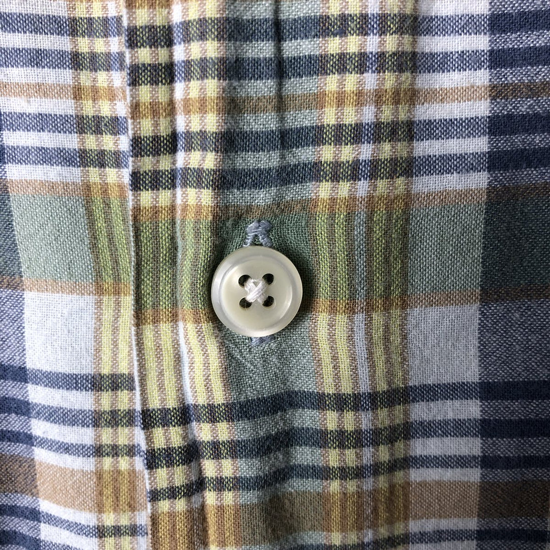 Ralph Lauren POLO by Ralph Lauren GREGGOR short-sleeved button-down check shirt, men's size XL cotton green type Vintage Second Hand