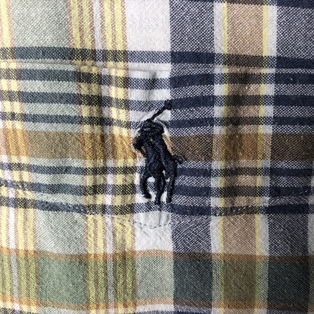 Ralph Lauren POLO by Ralph Lauren GREGGOR short-sleeved button-down check shirt, men's size XL cotton green type Vintage Second Hand
