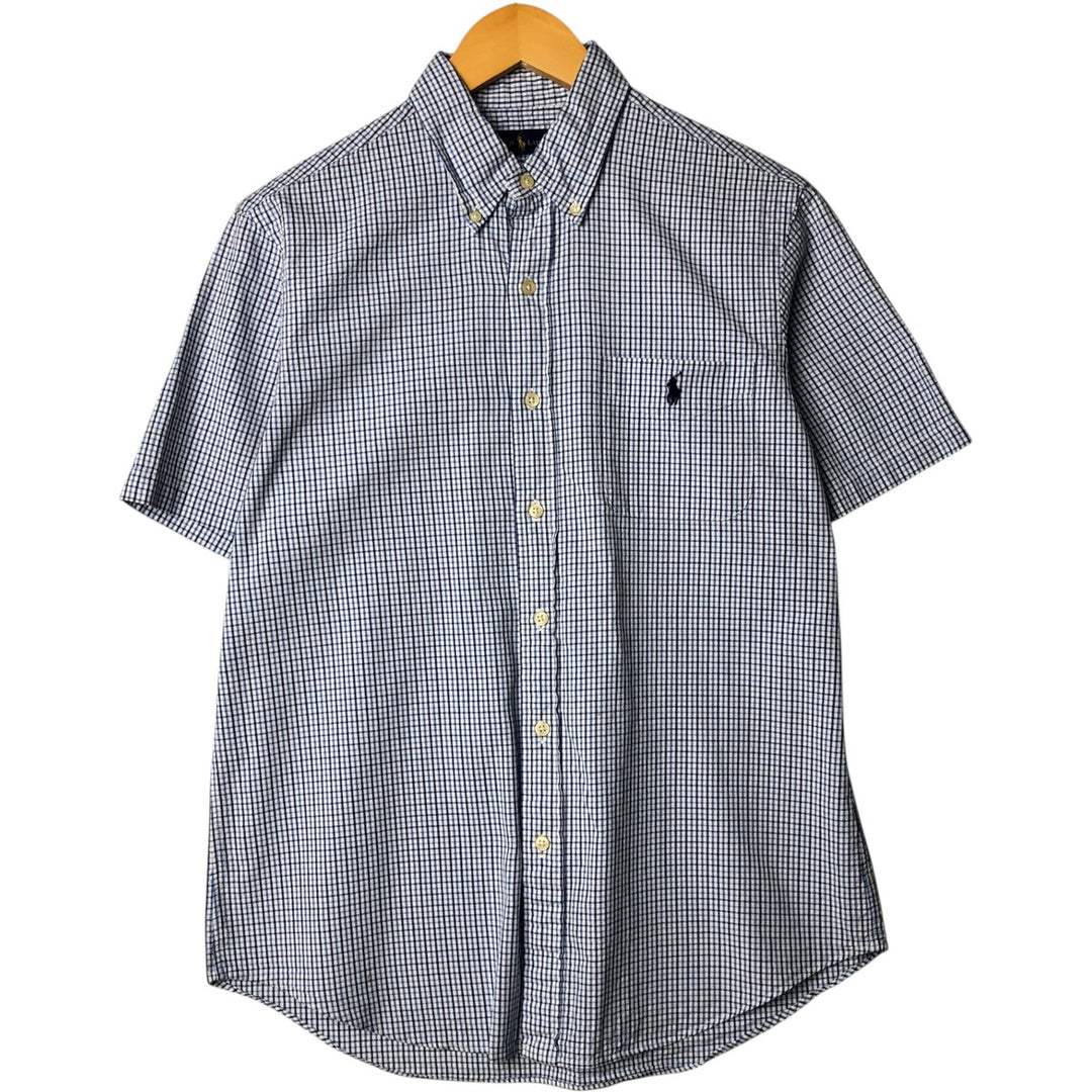Ralph Lauren Gingham Check Short Sleeve Button Down Check Shirt Men's M Size cotton white type Vintage Second Hand