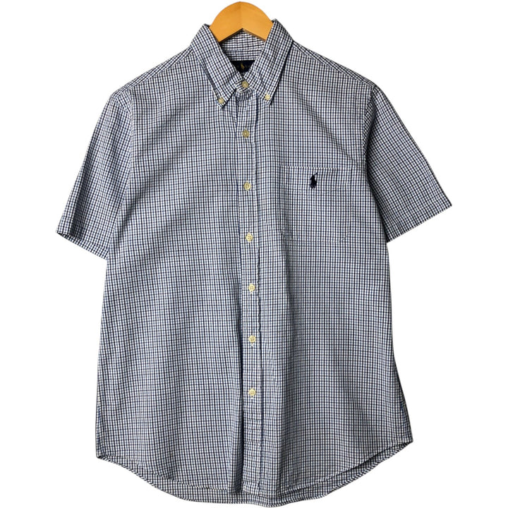 Ralph Lauren Gingham Check Short Sleeve Button Down Check Shirt Men's M Size cotton white type Vintage Second Hand