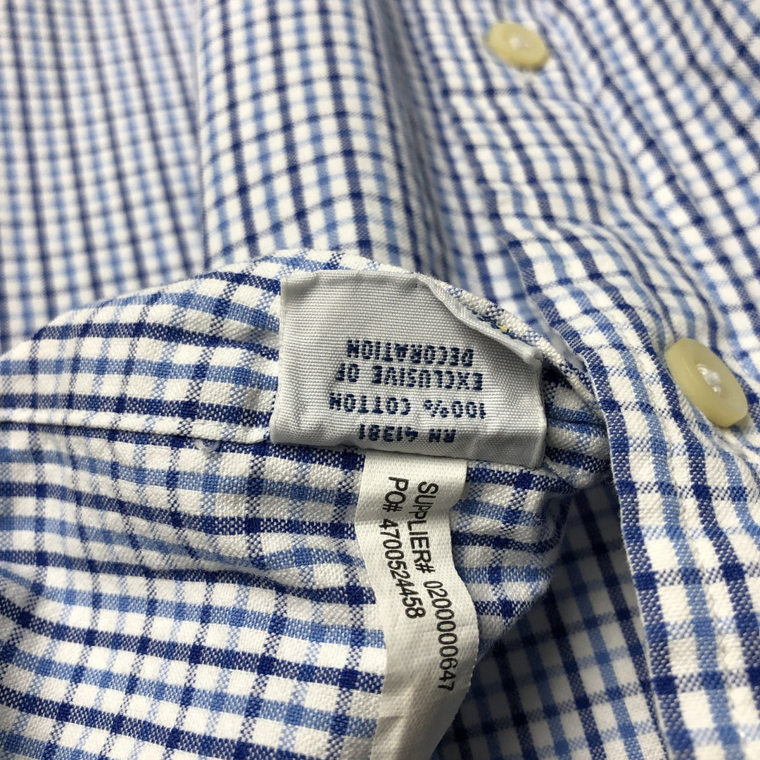 Ralph Lauren Gingham Check Short Sleeve Button Down Check Shirt Men's M Size cotton white type Vintage Second Hand