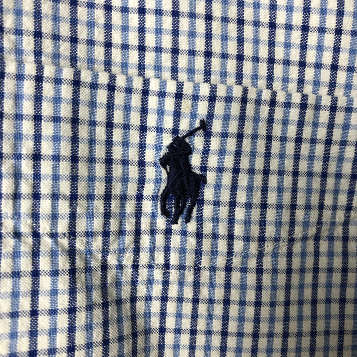 Ralph Lauren Gingham Check Short Sleeve Button Down Check Shirt Men's M Size cotton white type Vintage Second Hand