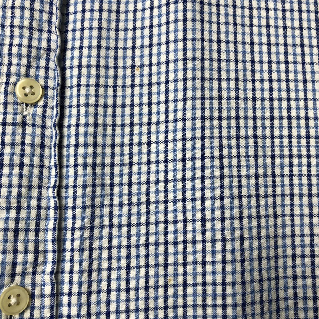 Ralph Lauren Gingham Check Short Sleeve Button Down Check Shirt Men's M Size cotton white type Vintage Second Hand