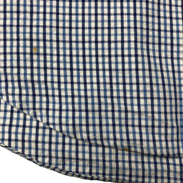 Ralph Lauren Gingham Check Short Sleeve Button Down Check Shirt Men's M Size cotton white type Vintage Second Hand