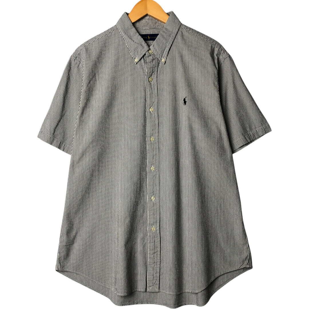 Ralph Lauren Seersucker Short Sleeve Button-Down Striped Shirt Men's XL cotton white type Vintage Second Hand