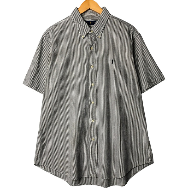Ralph Lauren Seersucker Short Sleeve Button-Down Striped Shirt Men's XL cotton white type Vintage Second Hand