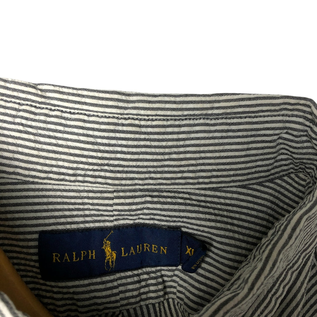 Ralph Lauren Seersucker Short Sleeve Button-Down Striped Shirt Men's XL cotton white type Vintage Second Hand