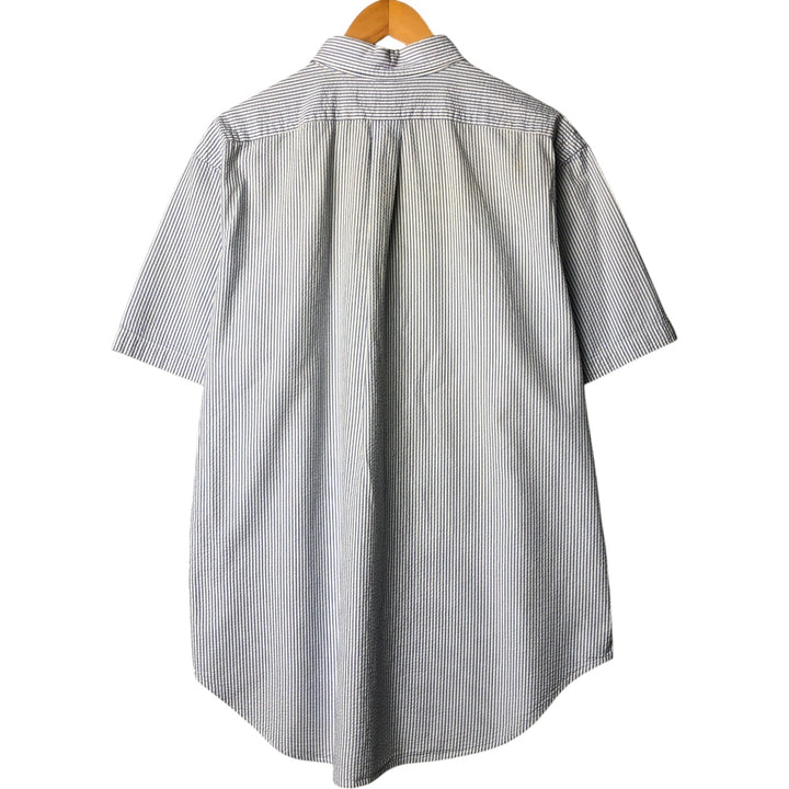 Ralph Lauren Classic Fit Seersucker Short Sleeve Button Down Striped Shirt Men's Size L cotton white type Vintage Second Hand