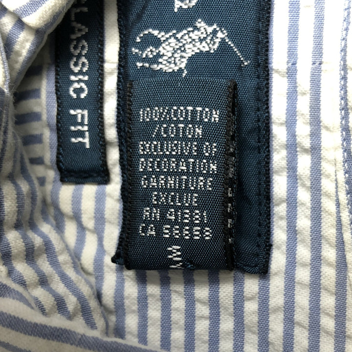 Ralph Lauren Classic Fit Seersucker Short Sleeve Button Down Striped Shirt Men's Size L cotton white type Vintage Second Hand
