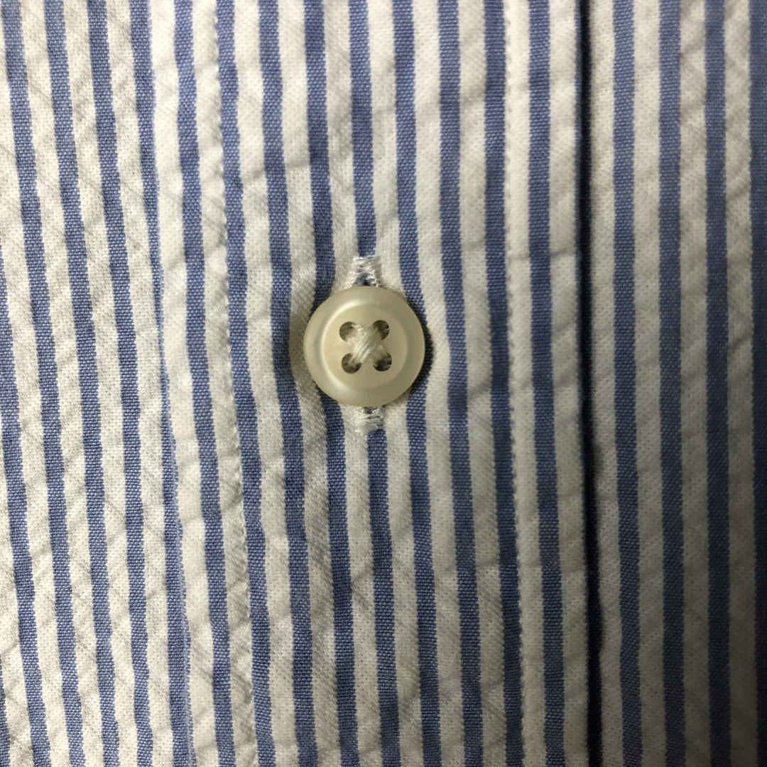 Ralph Lauren Classic Fit Seersucker Short Sleeve Button Down Striped Shirt Men's Size L cotton white type Vintage Second Hand