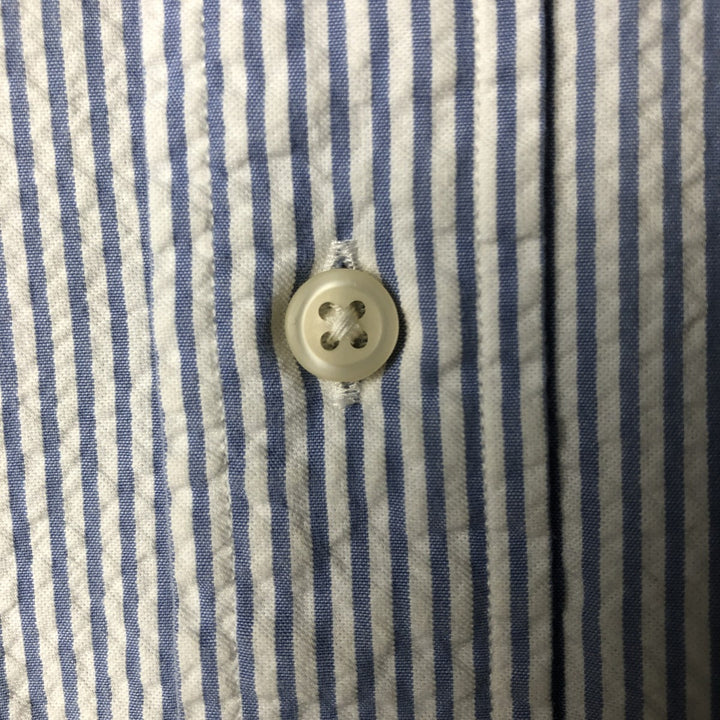 Ralph Lauren Classic Fit Seersucker Short Sleeve Button Down Striped Shirt Men's Size L cotton white type Vintage Second Hand