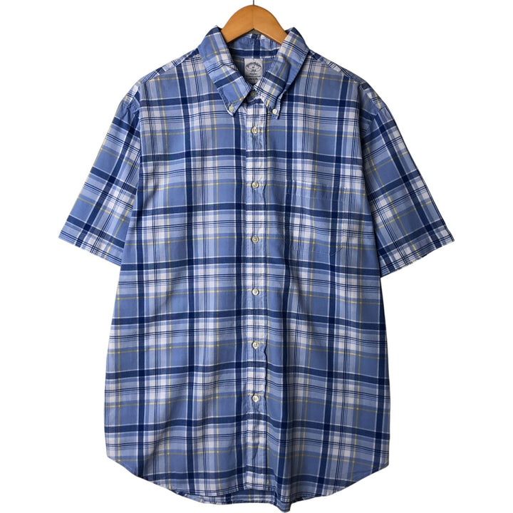 Brooks Brothers 1818 Madras Check Short Sleeve Button-Down Check Shirt, Men's Size XL cotton blue type Vintage Second Hand