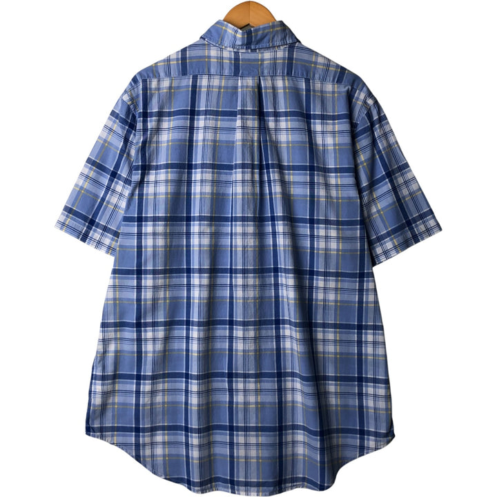 Brooks Brothers 1818 Madras Check Short Sleeve Button-Down Check Shirt, Men's Size XL cotton blue type Vintage Second Hand