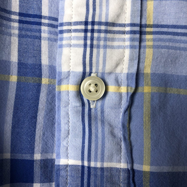 Brooks Brothers 1818 Madras Check Short Sleeve Button-Down Check Shirt, Men's Size XL cotton blue type Vintage Second Hand