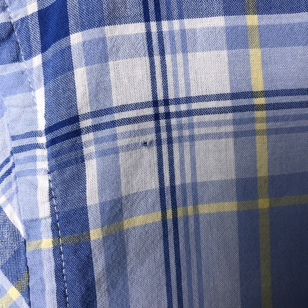 Brooks Brothers 1818 Madras Check Short Sleeve Button-Down Check Shirt, Men's Size XL cotton blue type Vintage Second Hand