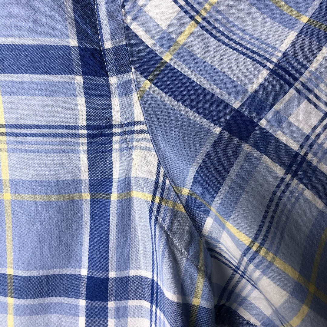 Brooks Brothers 1818 Madras Check Short Sleeve Button-Down Check Shirt, Men's Size XL cotton blue type Vintage Second Hand