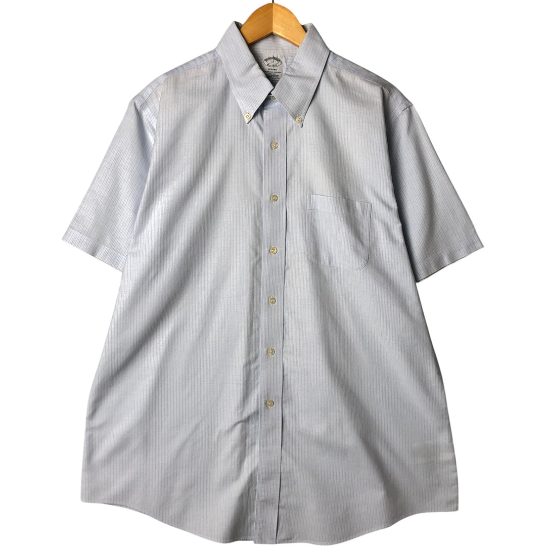 Brooks Brothers Est. 1818 Short Sleeve Button-Down Striped Shirt, Men's Size XL cotton Blue type light blue Vintage Second Hand