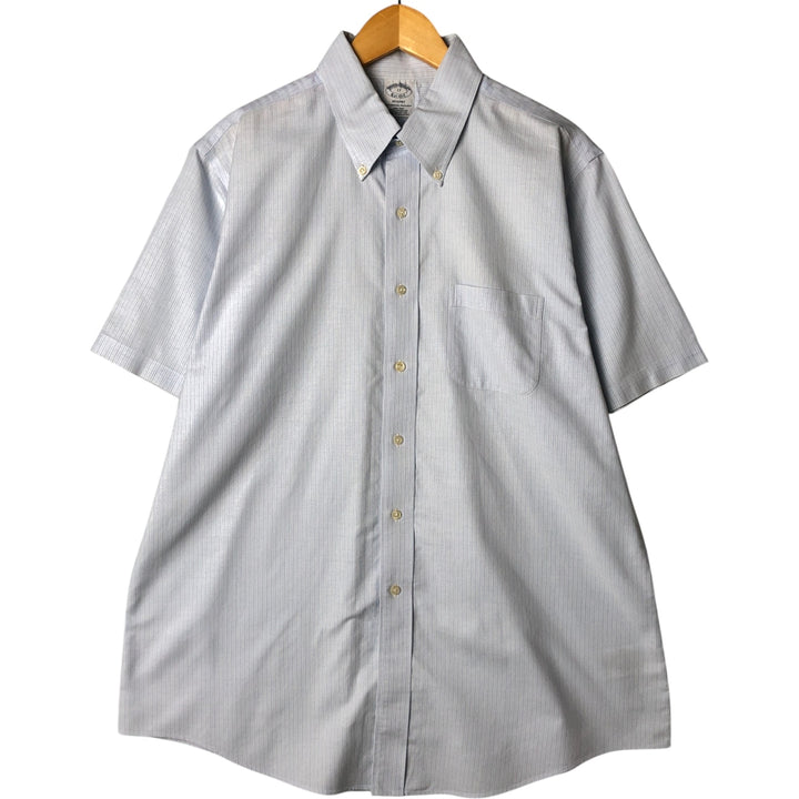 Brooks Brothers Est. 1818 Short Sleeve Button-Down Striped Shirt, Men's Size XL cotton Blue type light blue Vintage Second Hand