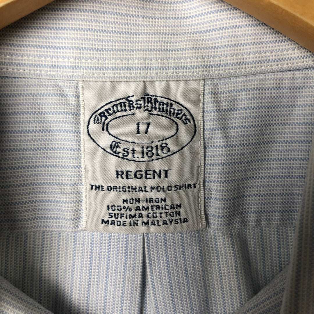 Brooks Brothers Est. 1818 Short Sleeve Button-Down Striped Shirt, Men's Size XL cotton Blue type light blue Vintage Second Hand