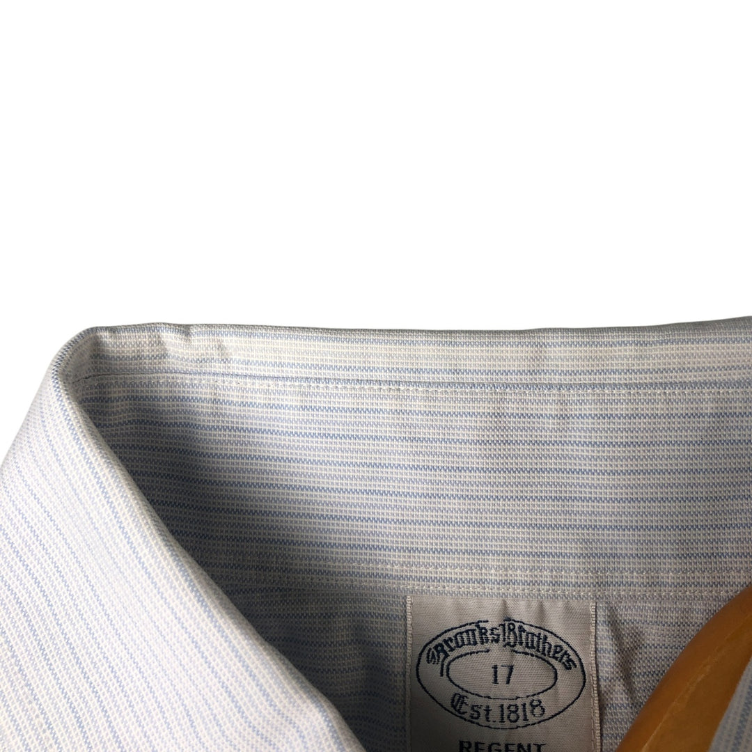 Brooks Brothers Est. 1818 Short Sleeve Button-Down Striped Shirt, Men's Size XL cotton Blue type light blue Vintage Second Hand