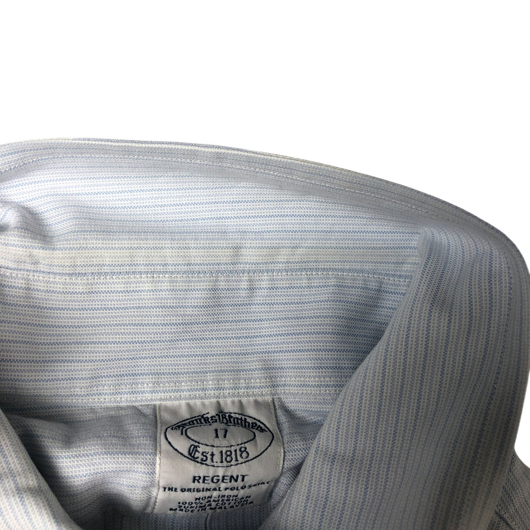 Brooks Brothers Est. 1818 Short Sleeve Button-Down Striped Shirt, Men's Size XL cotton Blue type light blue Vintage Second Hand