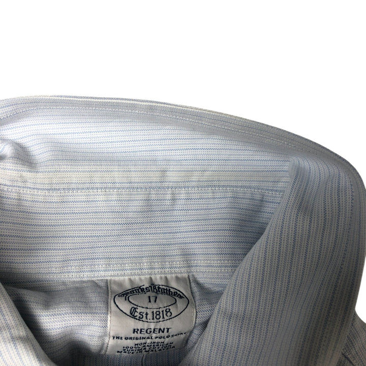 Brooks Brothers Est. 1818 Short Sleeve Button-Down Striped Shirt, Men's Size XL cotton Blue type light blue Vintage Second Hand