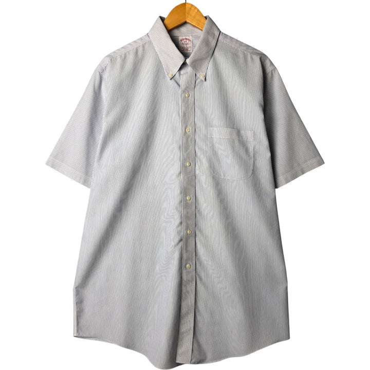 Brooks Brothers Est.1818 Short Sleeve Button-Down Striped Shirt, Men's Size L cotton blue type Vintage Second Hand
