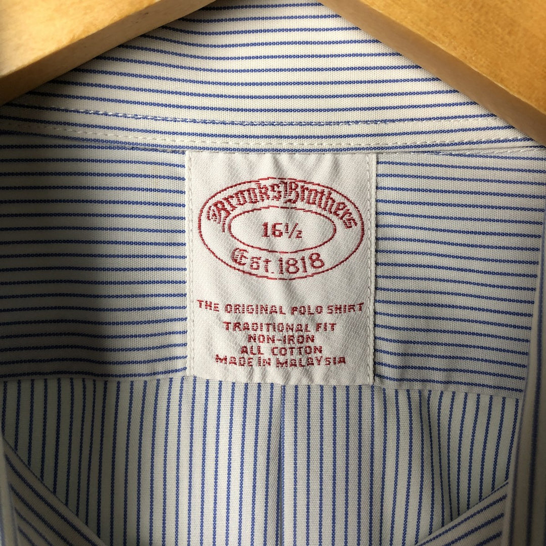 Brooks Brothers Est.1818 Short Sleeve Button-Down Striped Shirt, Men's Size L cotton blue type Vintage Second Hand