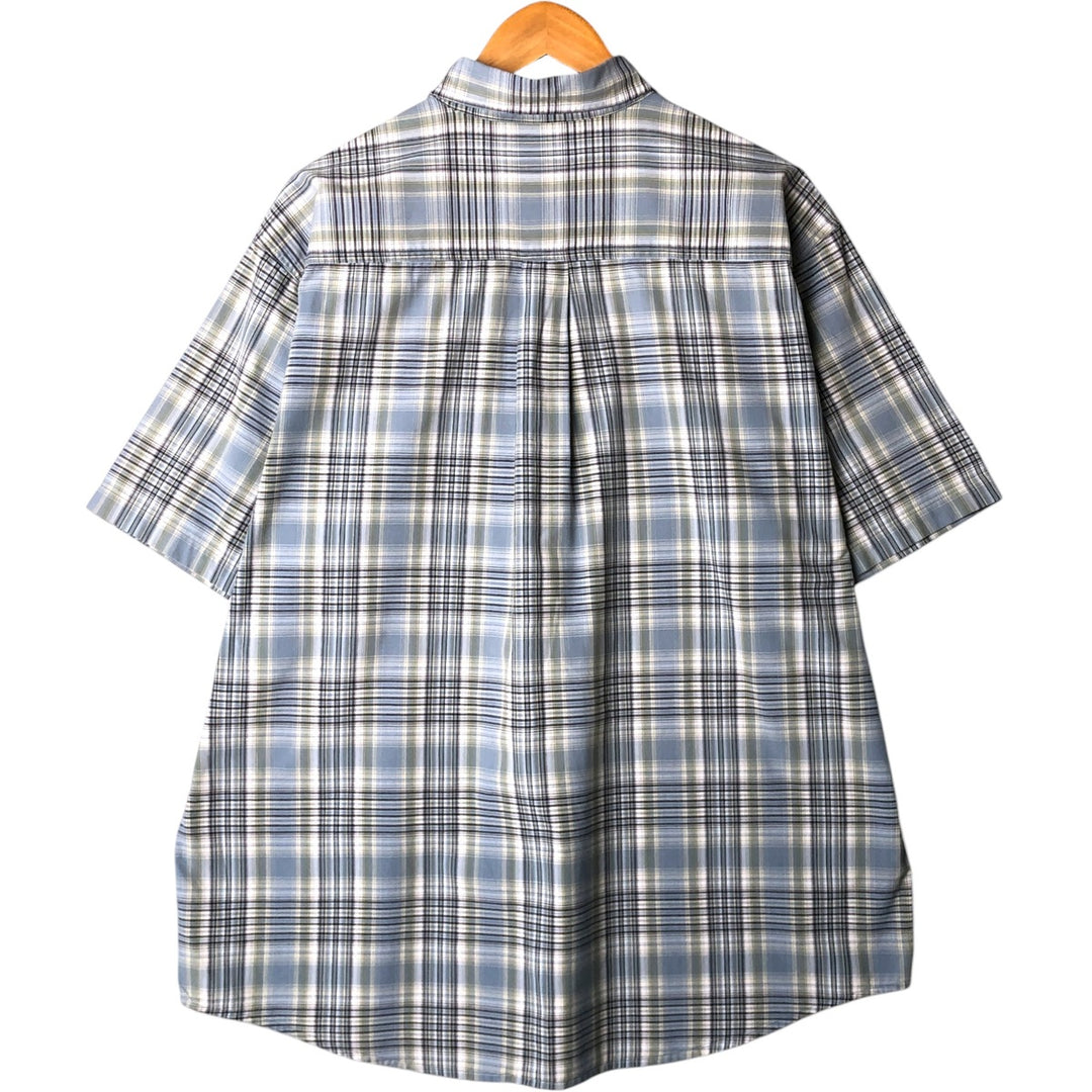 Carhartt Check Pattern Button-down Short Sleeve Work Shirt, Men's Size L cotton blue type Vintage Second Hand