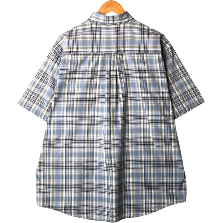 Carhartt Check Pattern Button-down Short Sleeve Work Shirt, Men's Size L cotton blue type Vintage Second Hand