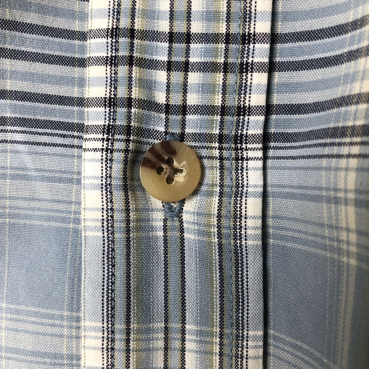 Carhartt Check Pattern Button-down Short Sleeve Work Shirt, Men's Size L cotton blue type Vintage Second Hand