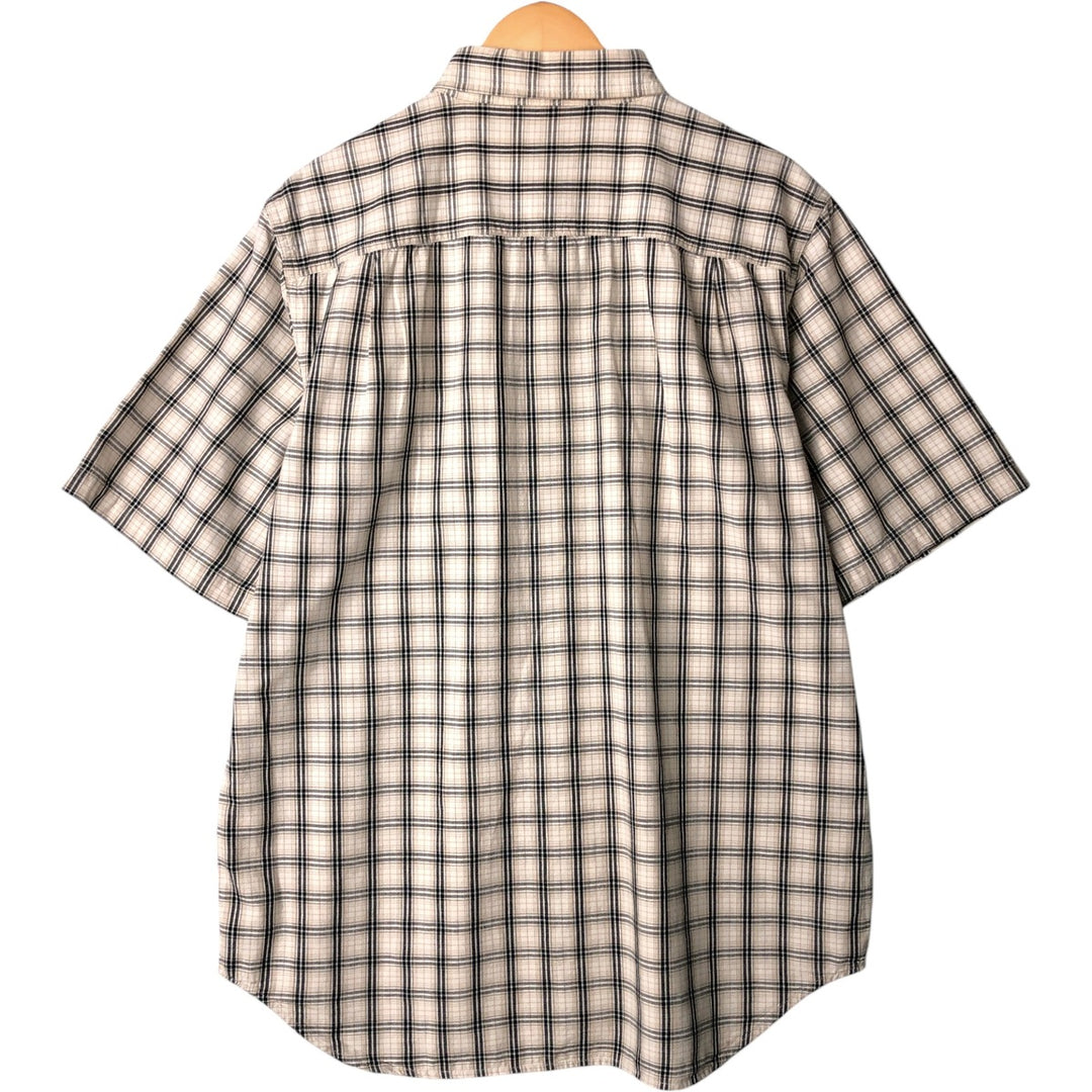 Carhartt RELAXED FIT Check Pattern Button-down Short Sleeve Work Shirt, Men's L size cotton Beige type Vintage Second Hand