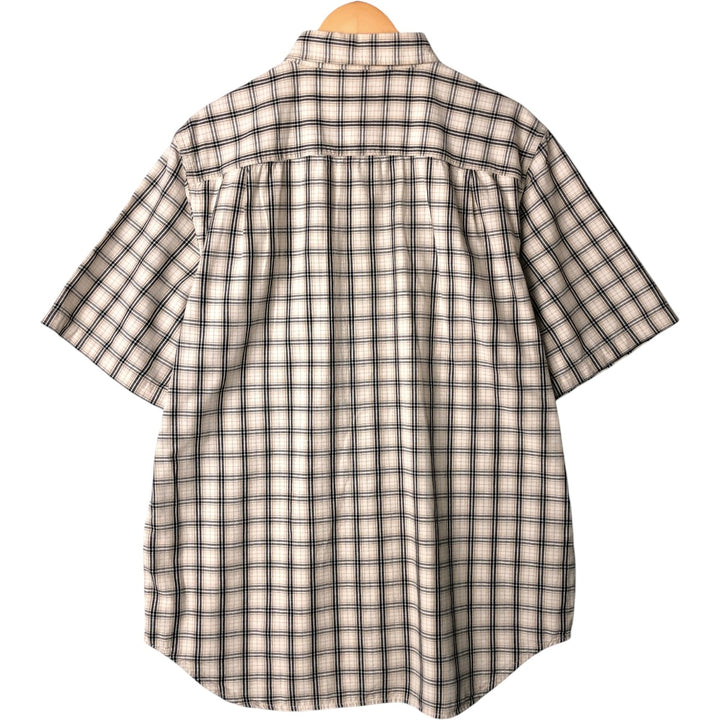 Carhartt RELAXED FIT Check Pattern Button-down Short Sleeve Work Shirt, Men's L size cotton Beige type Vintage Second Hand