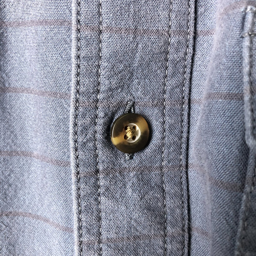 Carhartt Loose Fit Striped Button-Down Short Sleeve Work Shirt, Men's Size L cotton navy blue type Vintage Second Hand