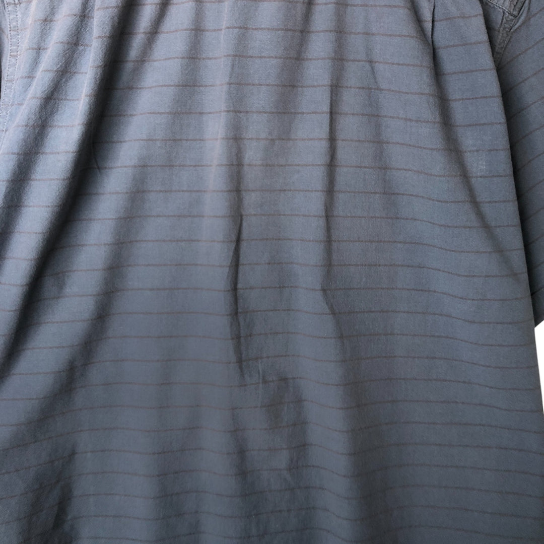 Carhartt Loose Fit Striped Button-Down Short Sleeve Work Shirt, Men's Size L cotton navy blue type Vintage Second Hand