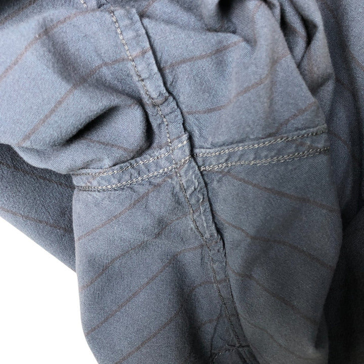 Carhartt Loose Fit Striped Button-Down Short Sleeve Work Shirt, Men's Size L cotton navy blue type Vintage Second Hand