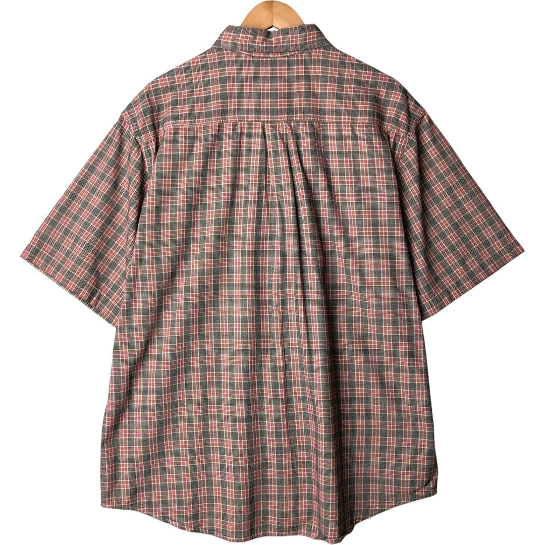 Carhartt Glen Plaid Button-Down Short Sleeve Work Shirt, Men's XL cotton red type Vintage Second Hand