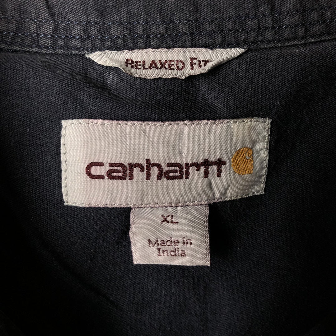 Carhartt RELAXED FIT Check Pattern Button-down Short Sleeve Work Shirt, Men's XL cotton gray type Vintage Second Hand